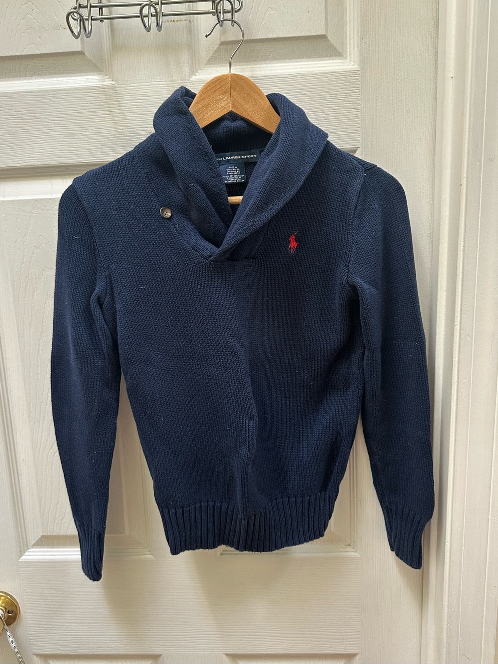 Polo by Ralph Lauren Navy Collar Sweater s small cotton